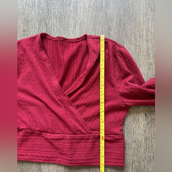 Women's Red Long Sleeve Wrap Top - Picture 5 of 5